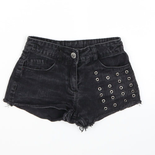 Candy Couture Girls Black  Denim Hot Pants Shorts Size 9 Years