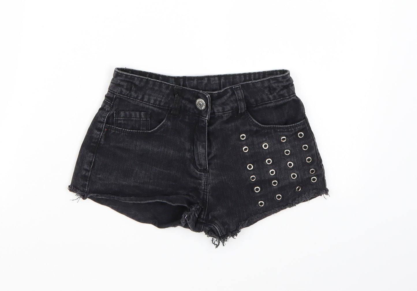 Candy Couture Girls Black  Denim Hot Pants Shorts Size 9 Years