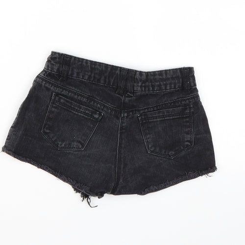 Candy Couture Girls Black  Denim Hot Pants Shorts Size 9 Years