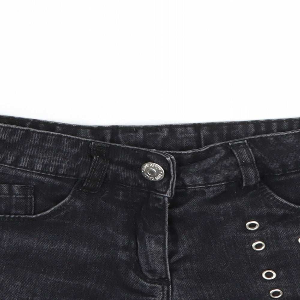 Candy Couture Girls Black  Denim Hot Pants Shorts Size 9 Years