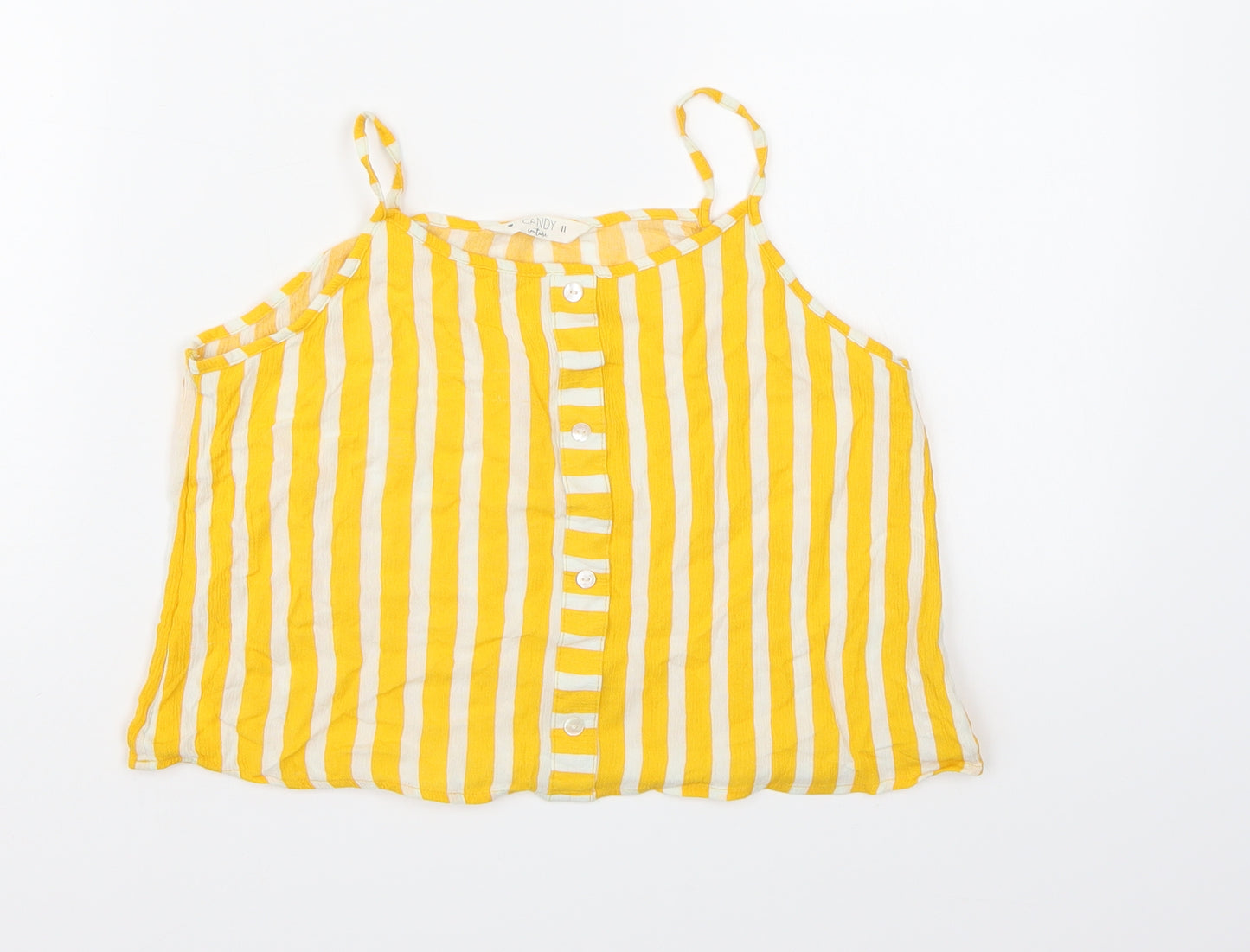 Candy Couture Girls Yellow Striped  Camisole Tank Size 11 Years