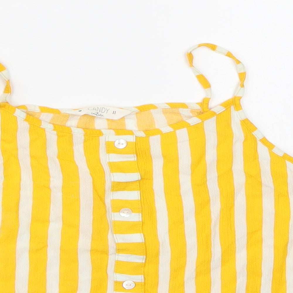 Candy Couture Girls Yellow Striped  Camisole Tank Size 11 Years