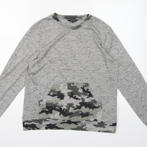 Gold Digga Womens Grey Camouflage Knit Pullover Jumper Size 14