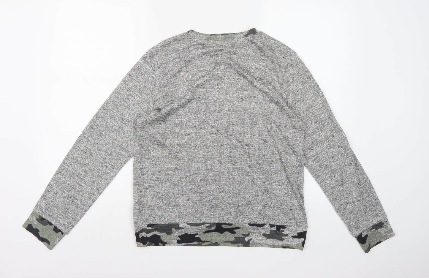 Gold Digga Womens Grey Camouflage Knit Pullover Jumper Size 14