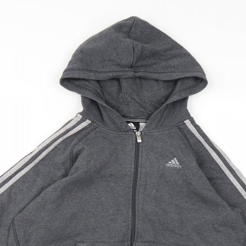 adidas Boys Grey  Jersey Full Zip Hoodie Size 15-16 Years