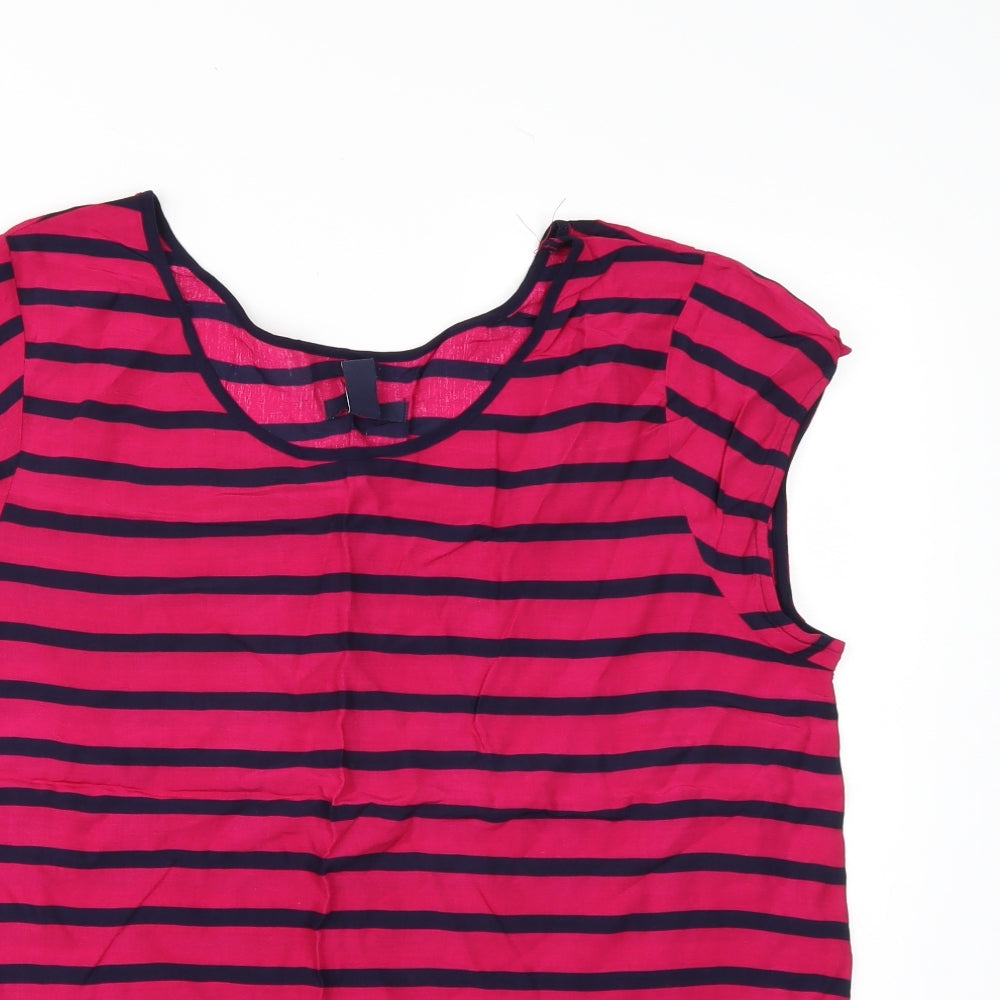 Gap Womens Pink Striped Chambray Basic T-Shirt Size L