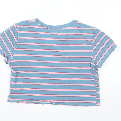 yi dao Womens Blue Striped  Cropped T-Shirt Size S