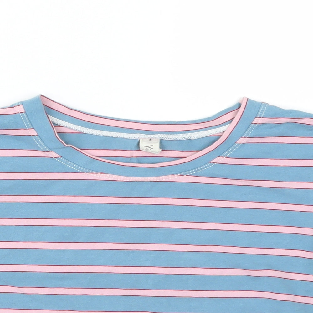 yi dao Womens Blue Striped  Cropped T-Shirt Size S