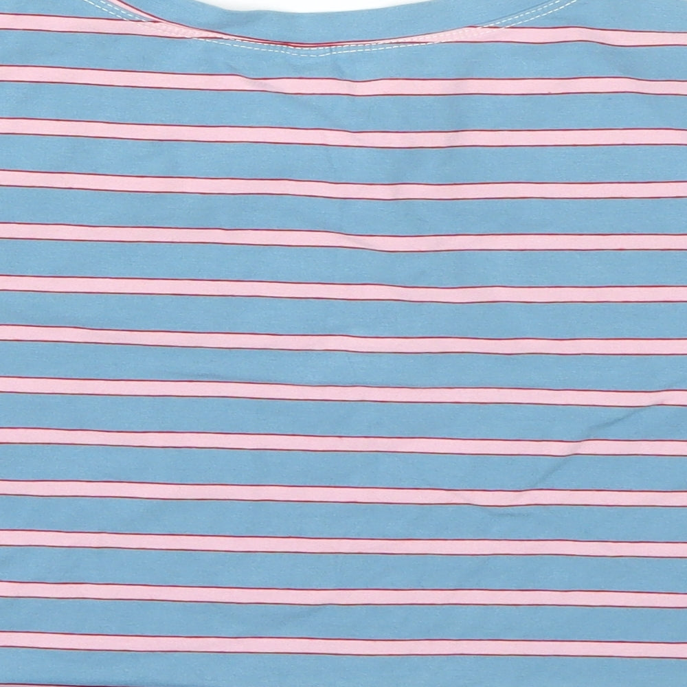 yi dao Womens Blue Striped  Cropped T-Shirt Size S