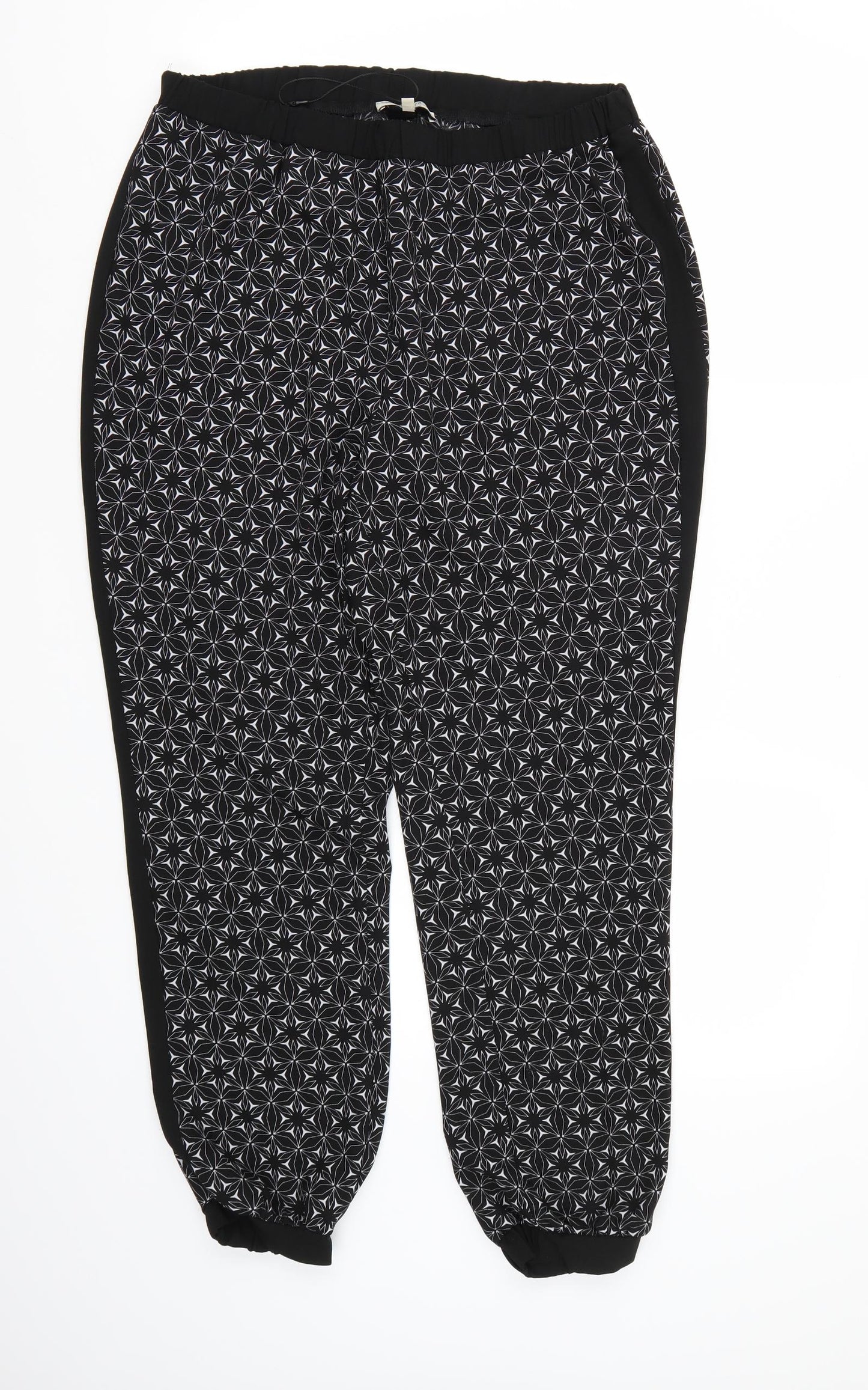 Papaya Womens Black Geometric  Harem Trousers Size 14 L26 in