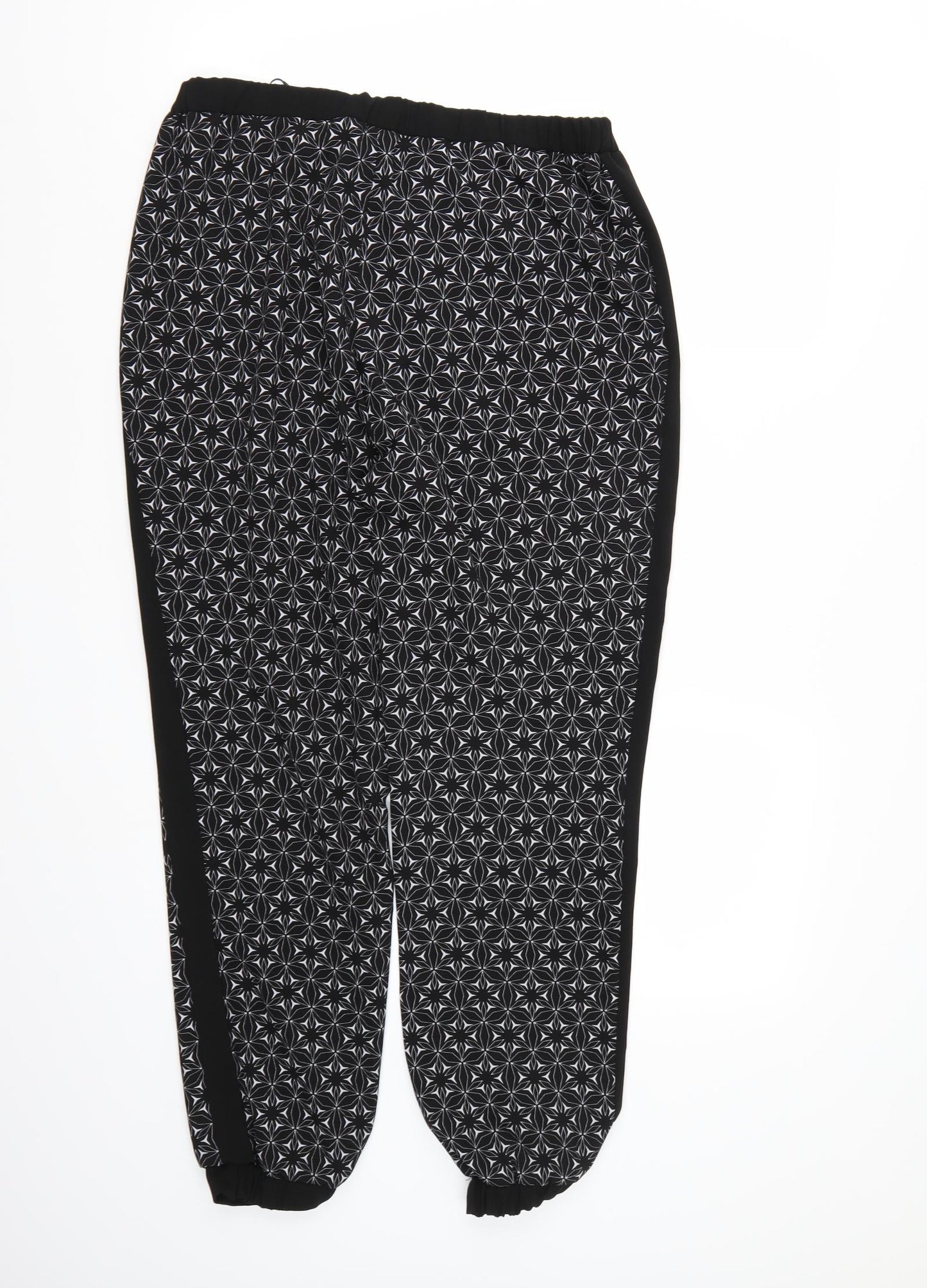 Papaya Womens Black Geometric  Harem Trousers Size 14 L26 in