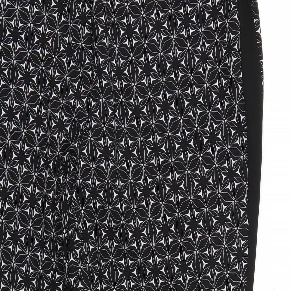 Papaya Womens Black Geometric  Harem Trousers Size 14 L26 in