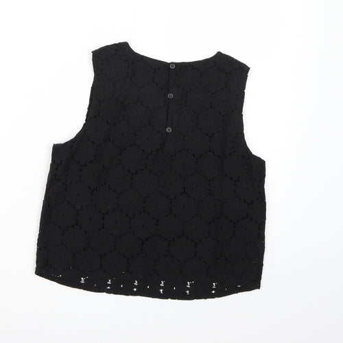 Marks and Spencer Girls Black Floral  Cropped Tank Size 12-13 Years