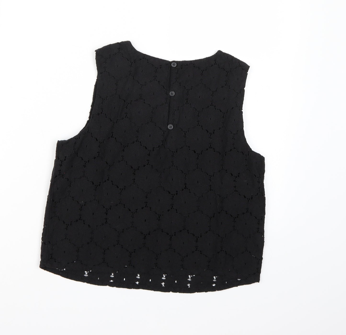 Marks and Spencer Girls Black Floral  Cropped Tank Size 12-13 Years