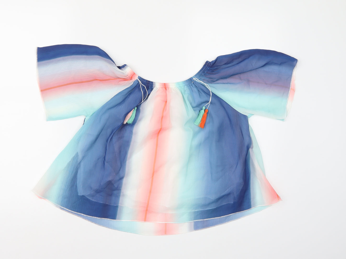 j.kids Girls Multicoloured Striped Chambray Basic Blouse Size 8-9 Years