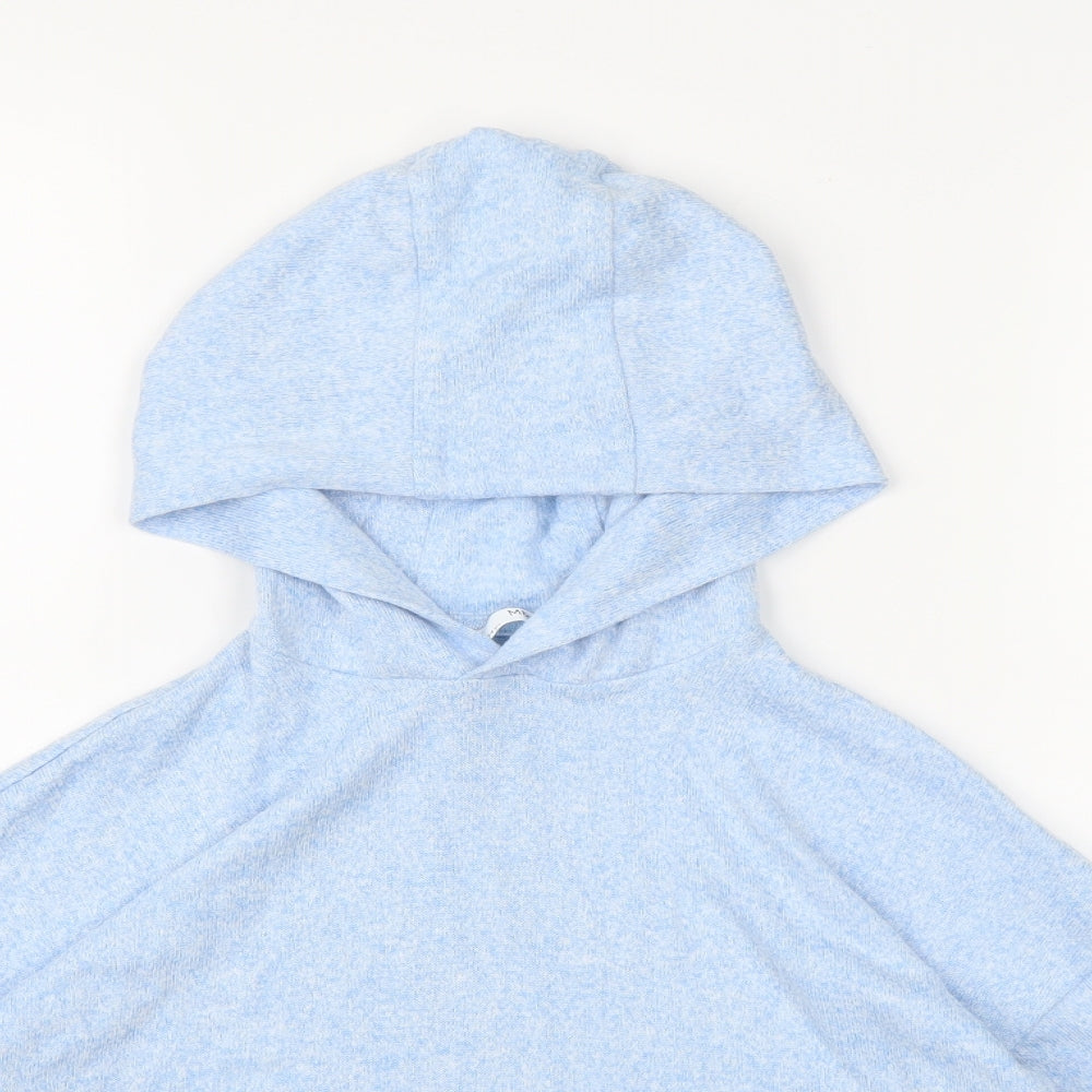 Marks and Spencer Girls Blue  Knit Pullover Hoodie Size 7-8 Years