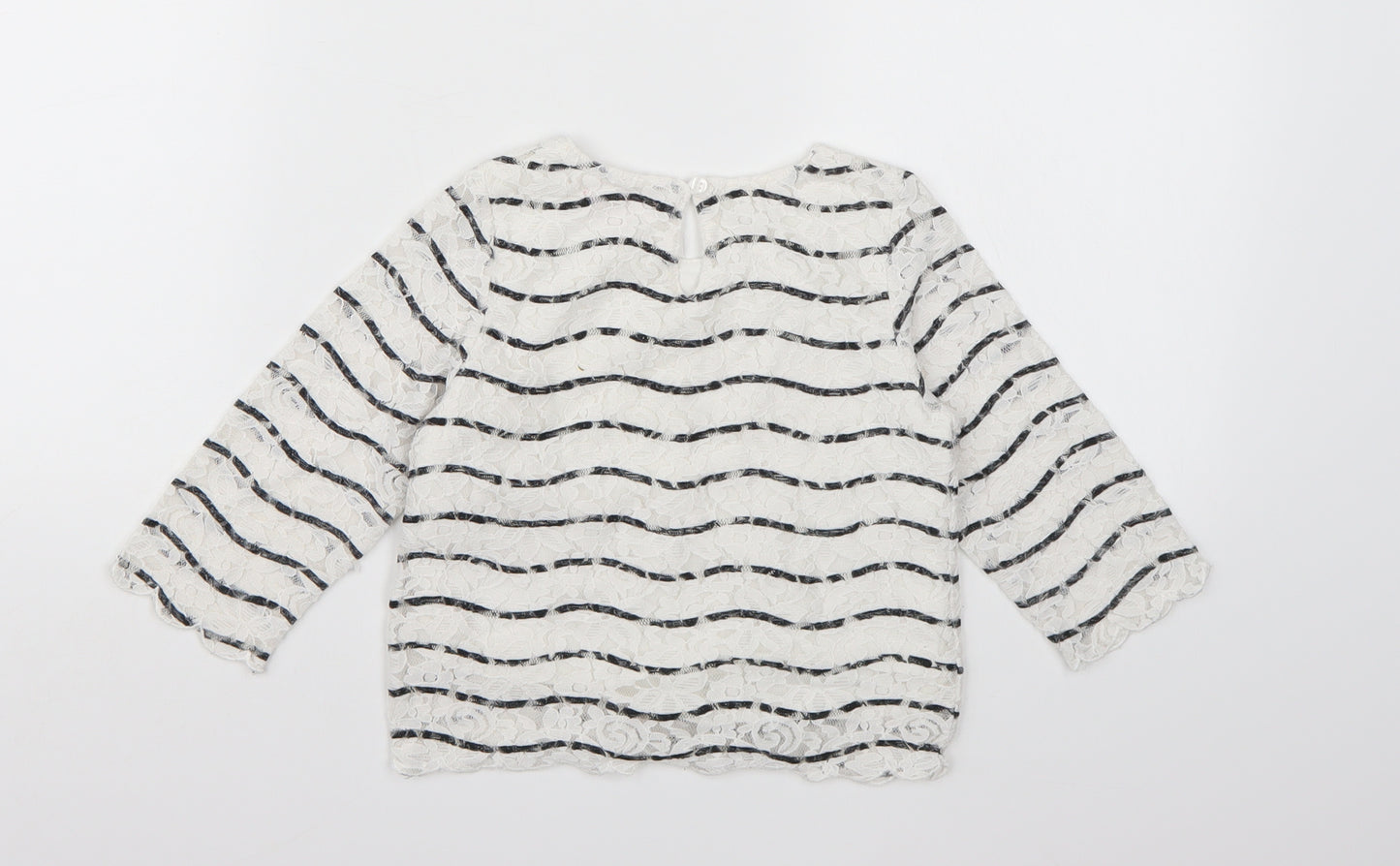 Young Dimension Girls White Striped  Basic Blouse Size 6-7 Years