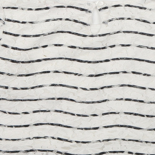 Young Dimension Girls White Striped  Basic Blouse Size 6-7 Years