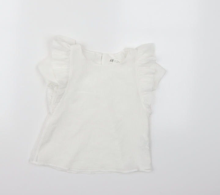 H&M Girls White   Basic Blouse Size 6 Years