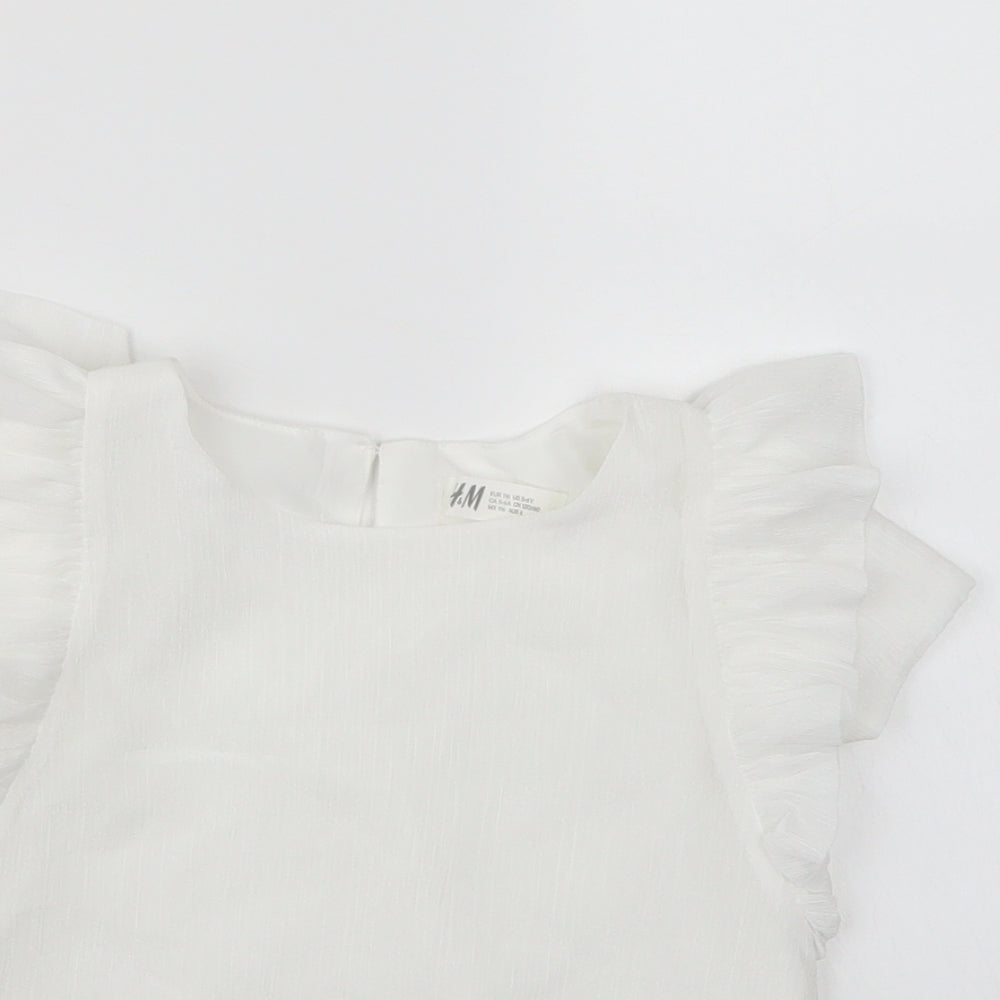 H&M Girls White   Basic Blouse Size 6 Years
