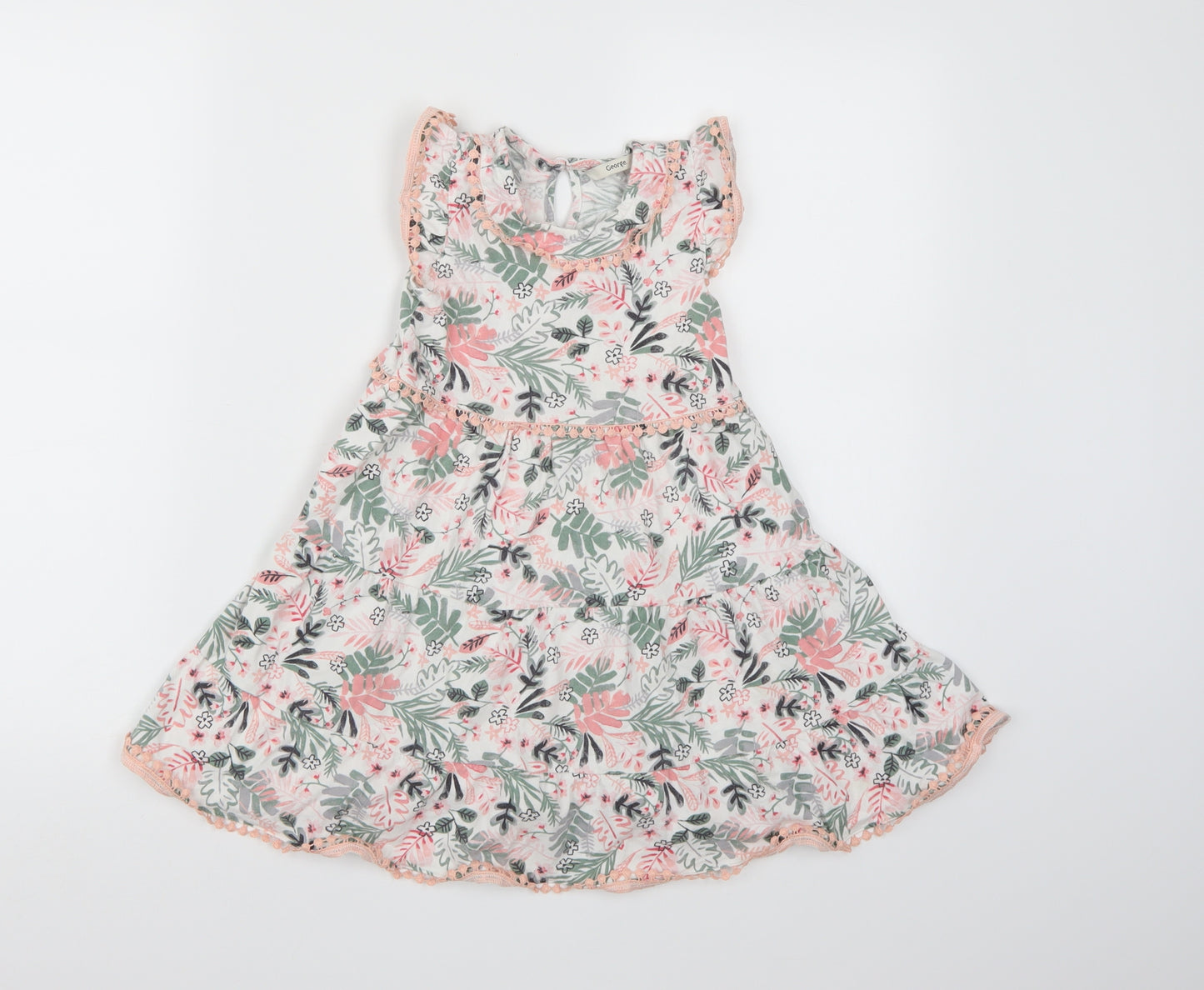 George Girls White Floral  Trapeze & Swing  Size 4-5 Years