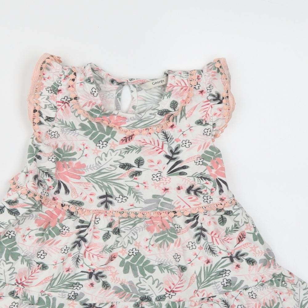 George Girls White Floral  Trapeze & Swing  Size 4-5 Years