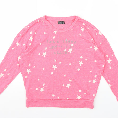 F&F Womens Pink  Knit Top Pyjama Top Size 8
