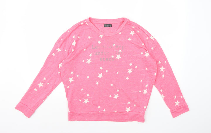 F&F Womens Pink Knit Top Pyjama Top Size 8