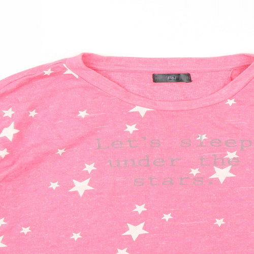 F&F Womens Pink  Knit Top Pyjama Top Size 8