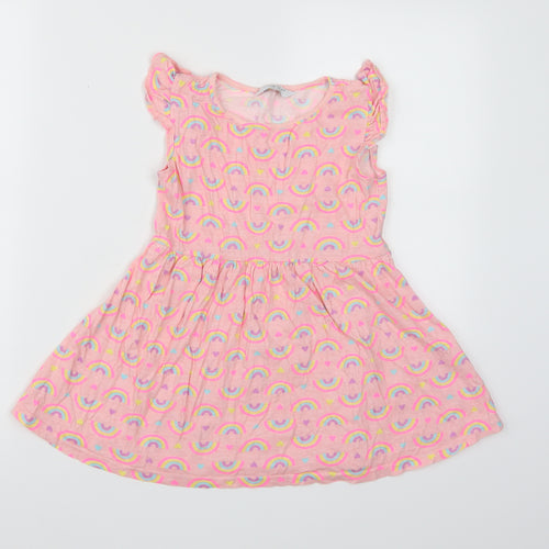 Primark Girls Pink   T-Shirt Dress  Size 7-8 Years  - Rainbow