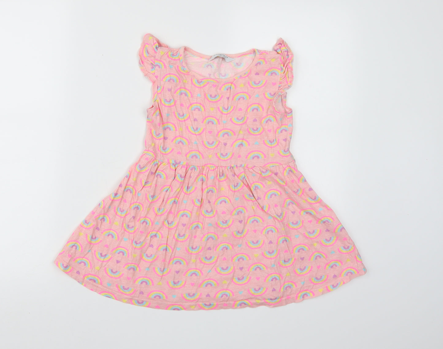 Primark Girls Pink   T-Shirt Dress  Size 7-8 Years  - Rainbow