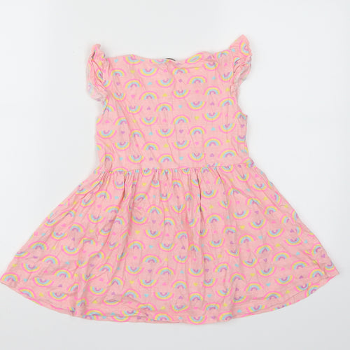 Primark Girls Pink   T-Shirt Dress  Size 7-8 Years  - Rainbow