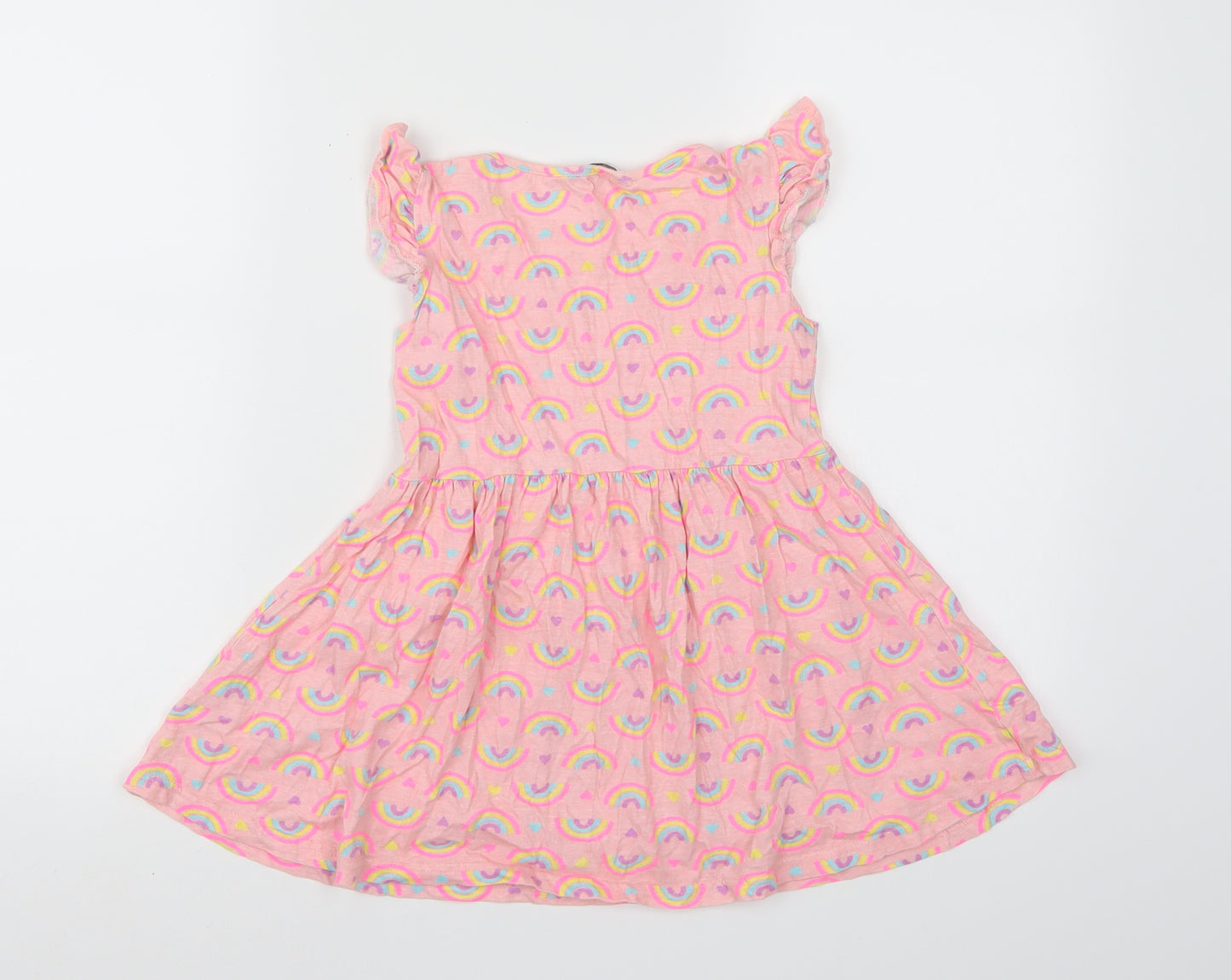 Primark Girls Pink   T-Shirt Dress  Size 7-8 Years  - Rainbow