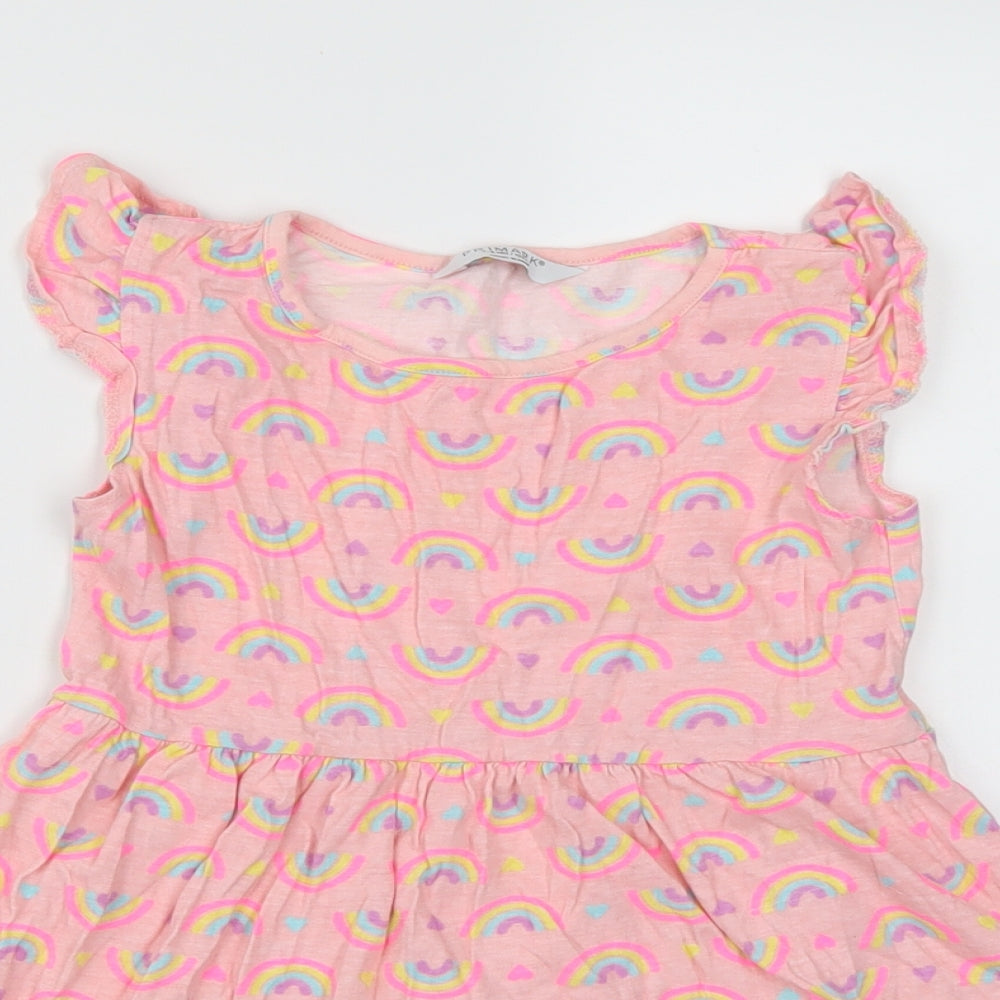 Primark Girls Pink   T-Shirt Dress  Size 7-8 Years  - Rainbow