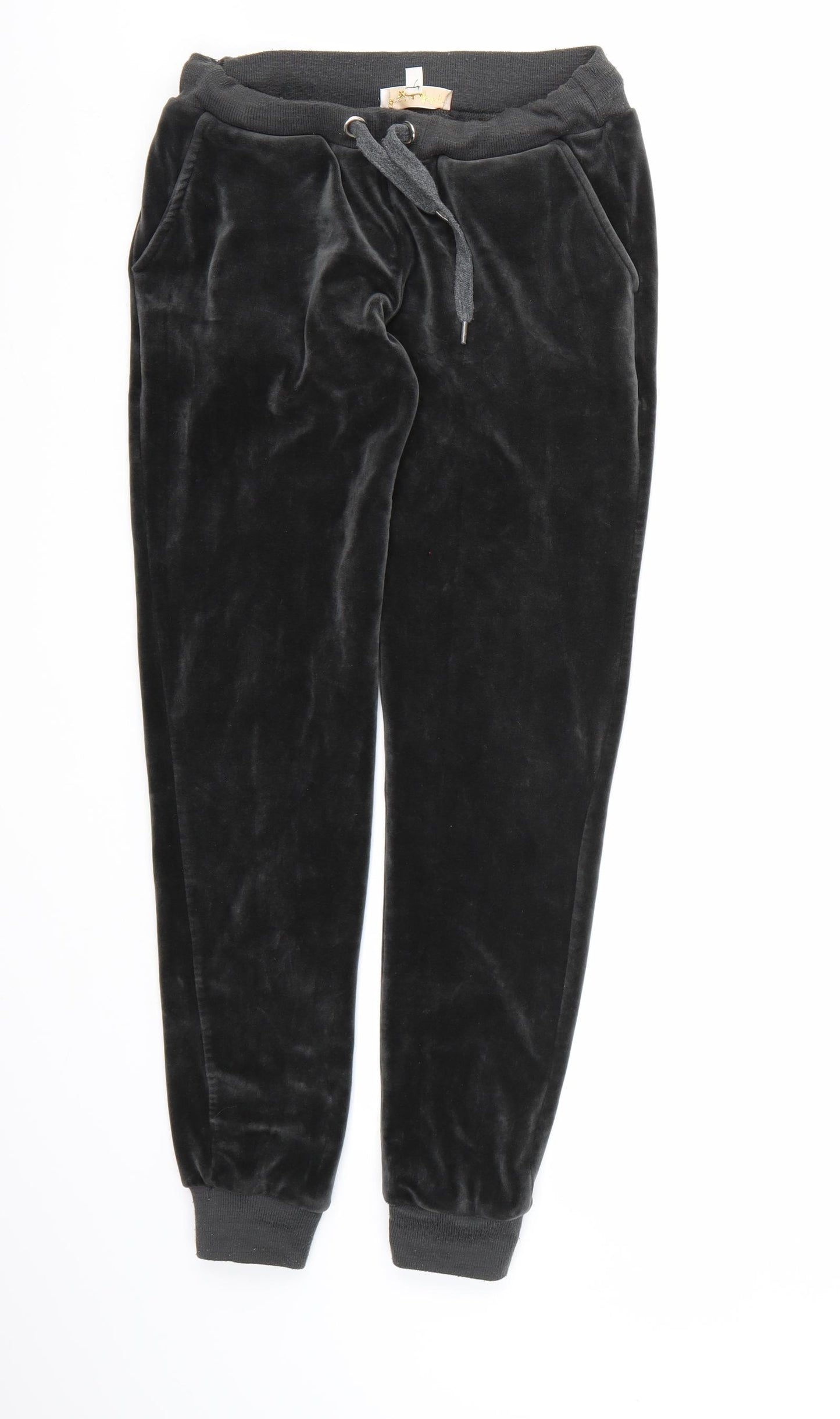 EMMA & ASHLEY Womens Grey  Velour Jogger Trousers Size S L26 in