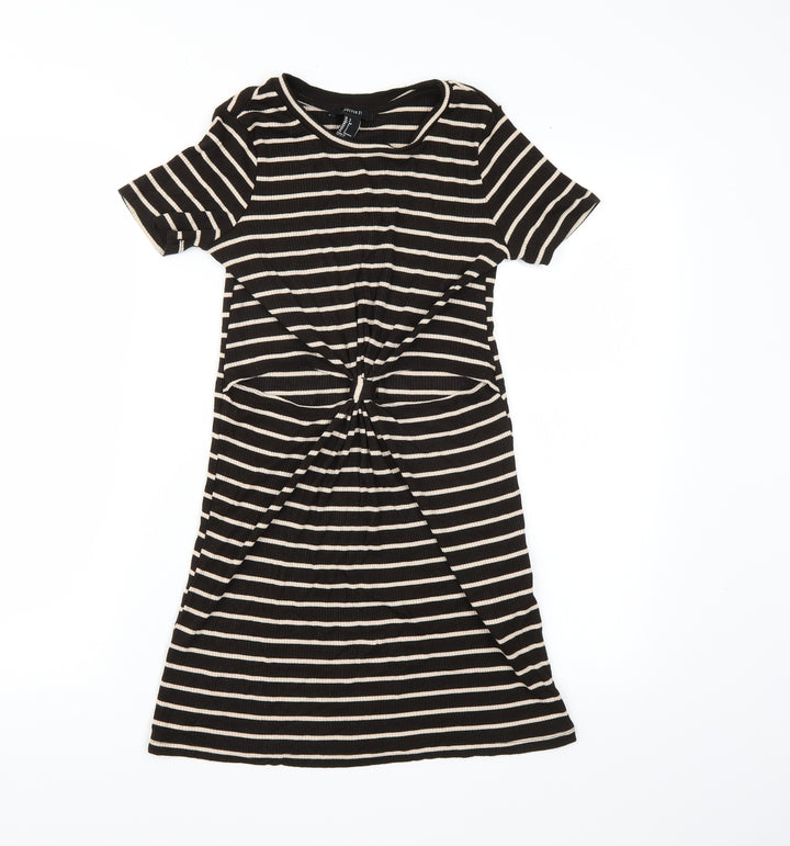 FOREVER 21 Womens Black Striped T-Shirt Dress Size S