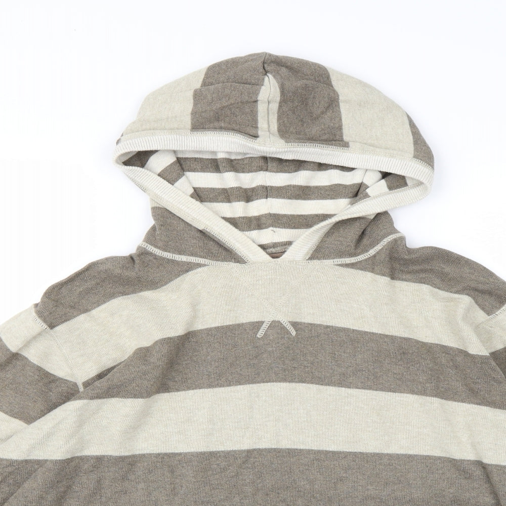 NEXT Mens Brown Striped Knit Pullover Hoodie Size XL