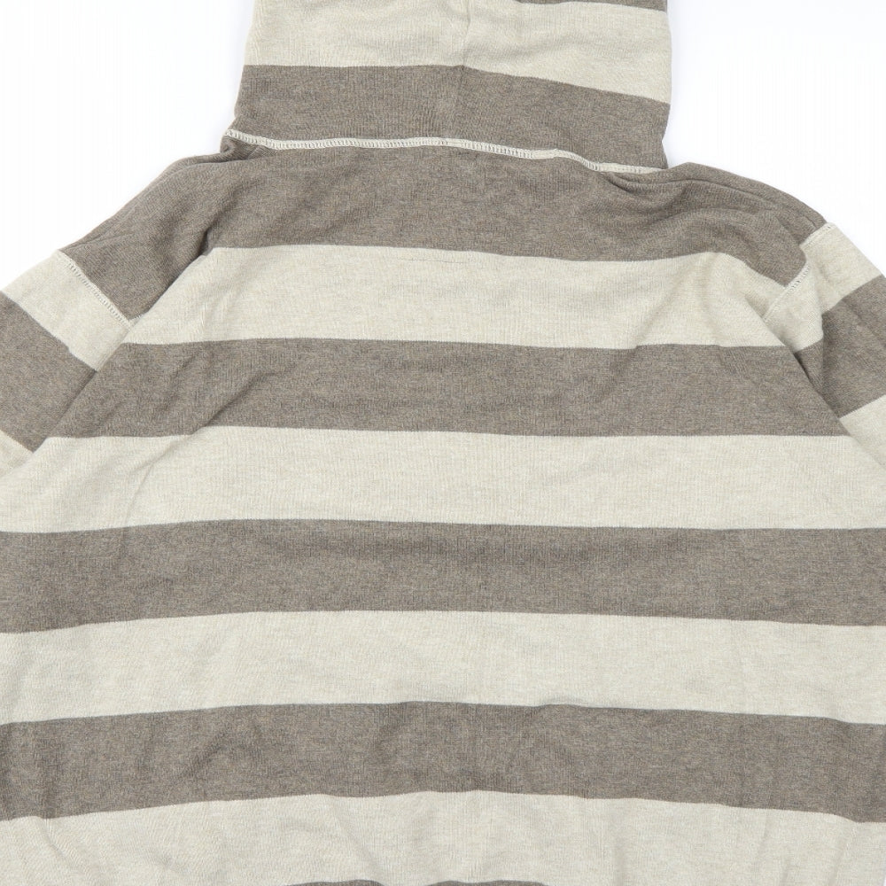 NEXT Mens Brown Striped Knit Pullover Hoodie Size XL