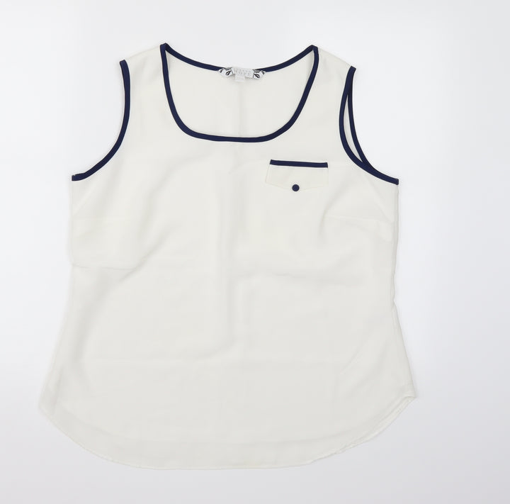 Joanna Hope Womens White Chiffon Camisole Tank Size 14