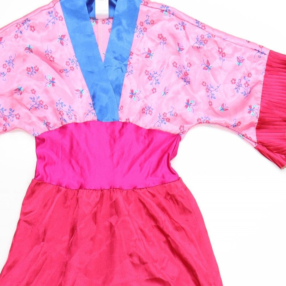 Disney Girls Pink Floral Satin A-Line  Size 5-6 Years