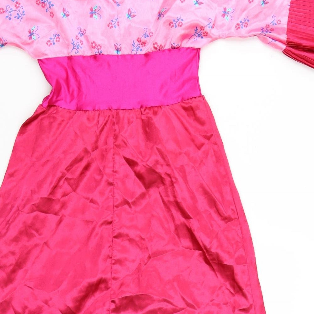 Disney Girls Pink Floral Satin A-Line  Size 5-6 Years