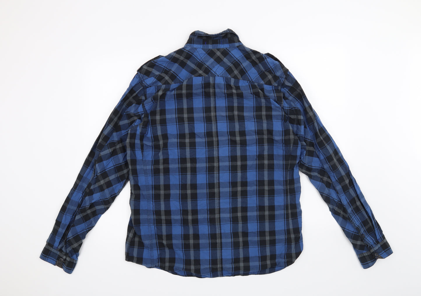 Burton Mens Blue Check   Button-Up Size L