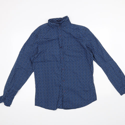 John Miller Mens Blue Floral   Button-Up Size S