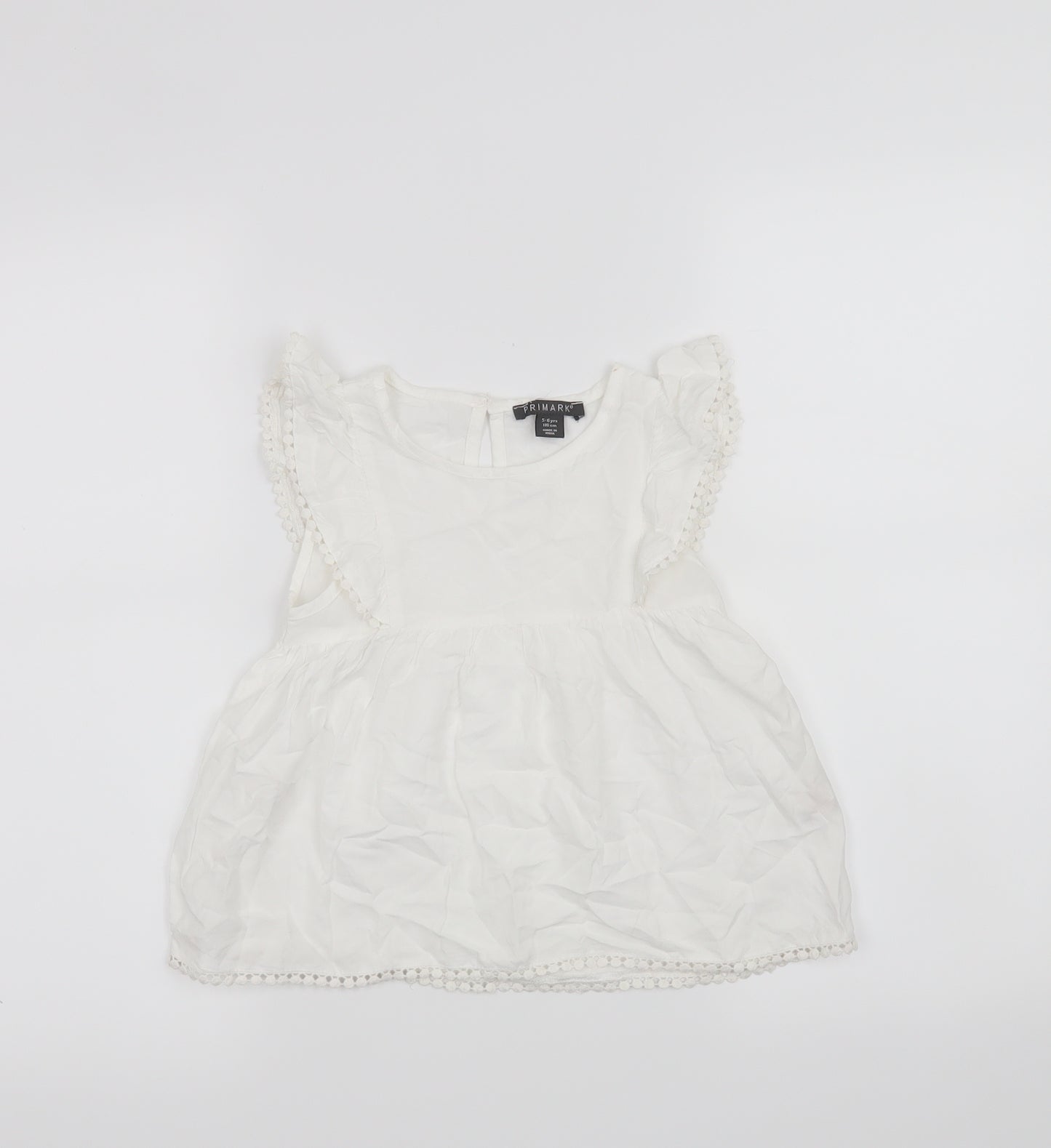 Primark Girls White   Basic T-Shirt Size 5-6 Years