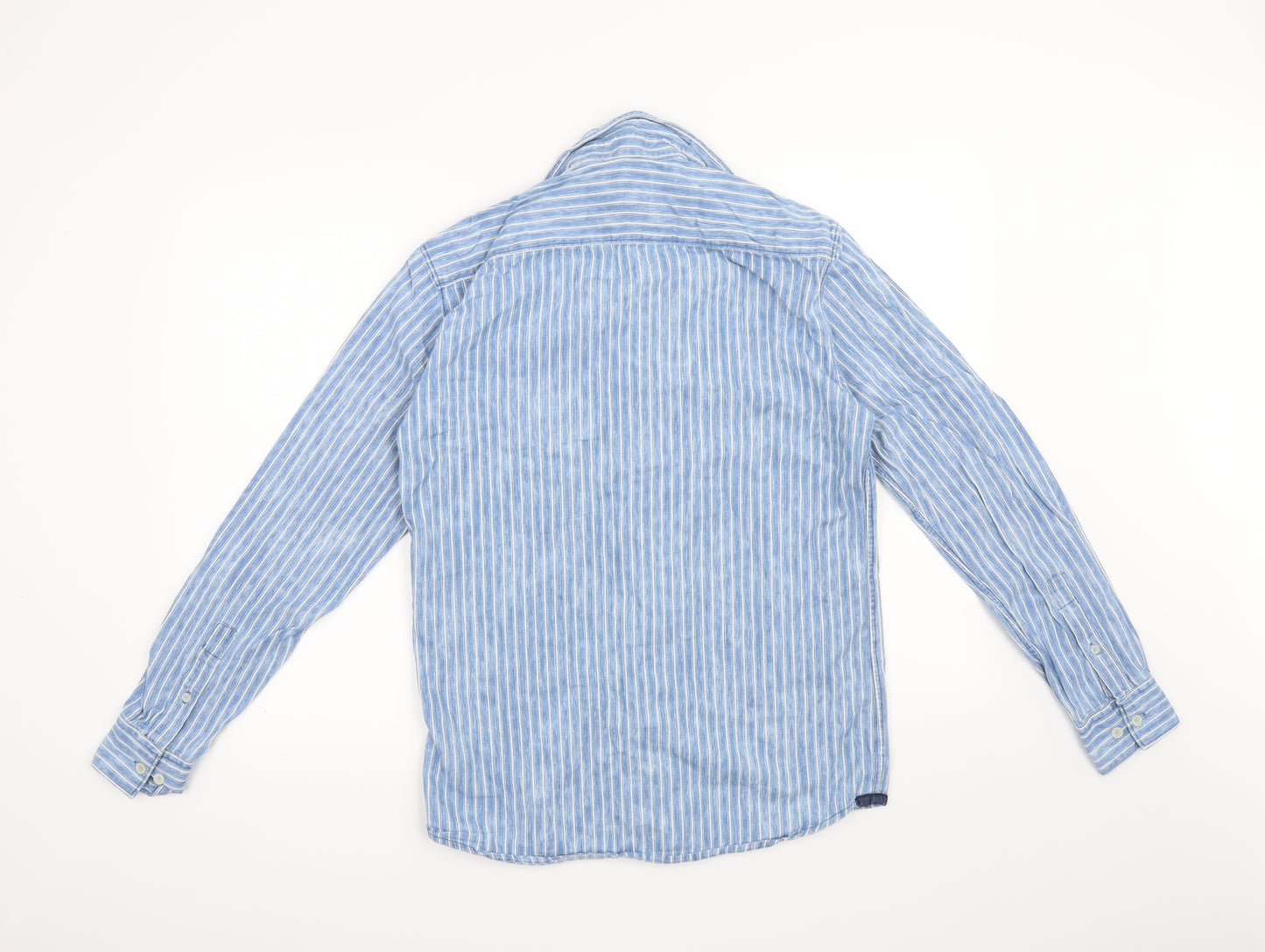 Parx Denim Mens Blue Striped   Button-Up Size S