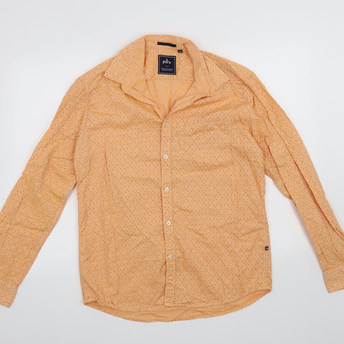 Parx Denim Mens Orange    Button-Up Size S