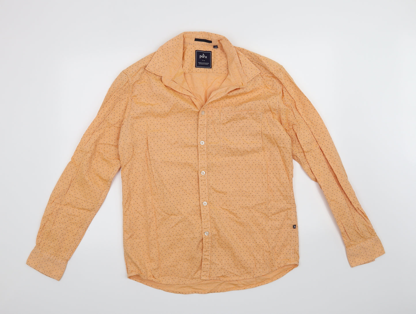 Parx Denim Mens Orange    Button-Up Size S