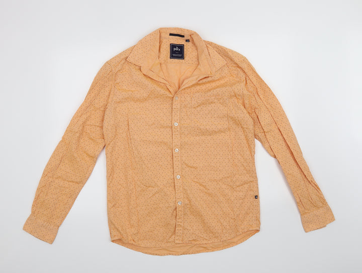 Parx Denim Mens Orange    Button-Up Size S