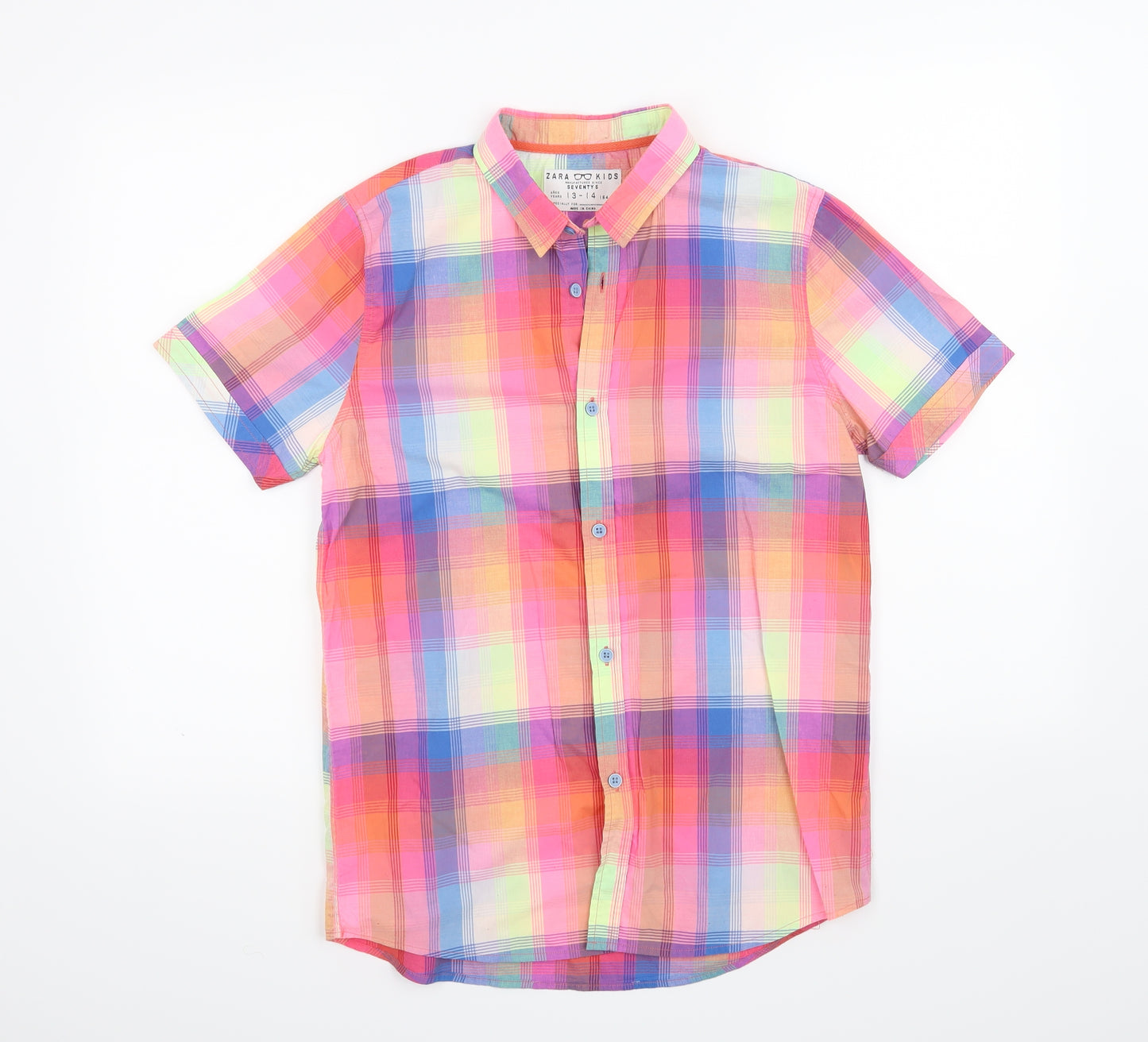 Zara Boys Pink Check  Basic Button-Up Size 13-14 Years