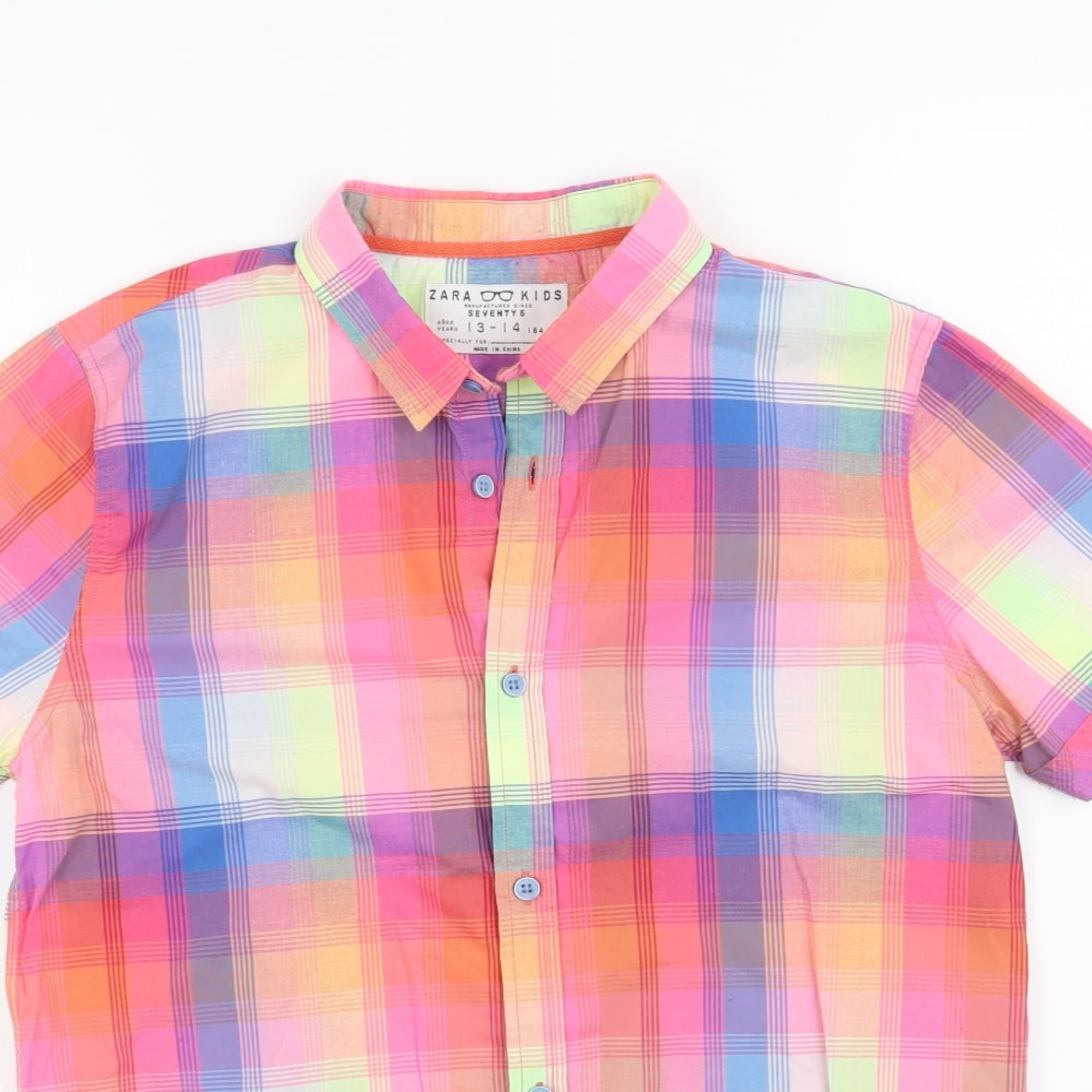 Zara Boys Pink Check  Basic Button-Up Size 13-14 Years